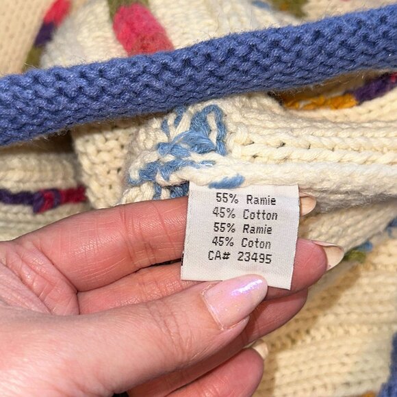 Vtg Y2k Icelandic Design Colorful Knit Cardigan Sweater Cotton Zipper Sz Medium - Picture 7 of 8